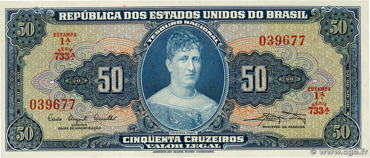 50 Cruzeiros BRÉSIL  1961 P.169a SPL