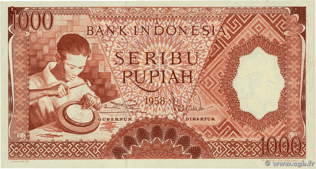 1000 Rupiah INDONESIA  1958 P.061 UNC-