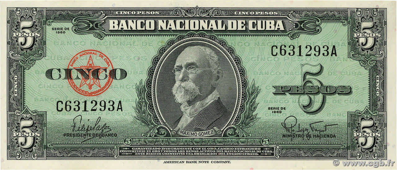 5 Pesos CUBA  1960 P.092a NEUF