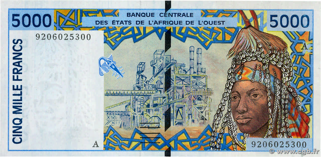5000 Francs ÉTATS DE L AFRIQUE DE L OUEST  1992 P.113Aa pr.NEUF