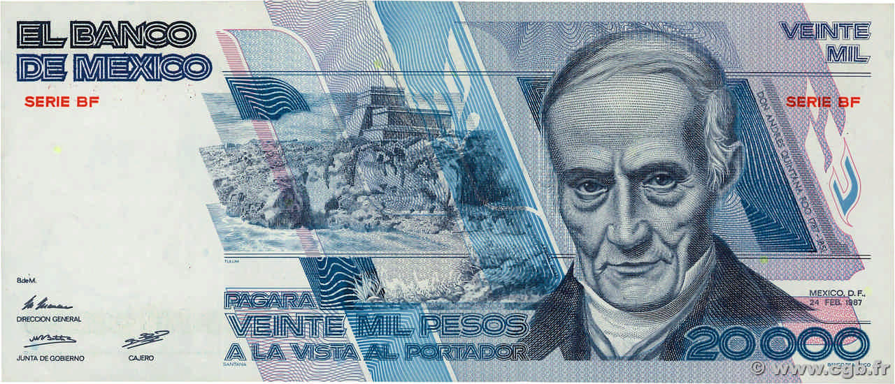 20000 Pesos MEXIQUE  1987 P.091b pr.NEUF