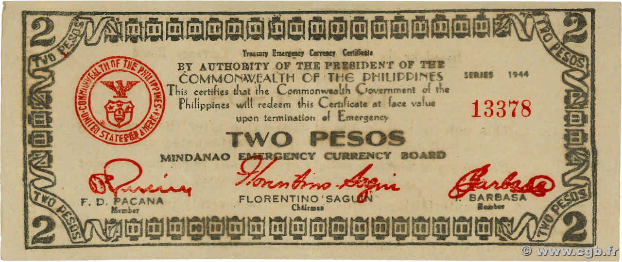 2 Pesos PHILIPPINES  1944 PS.524a SUP+