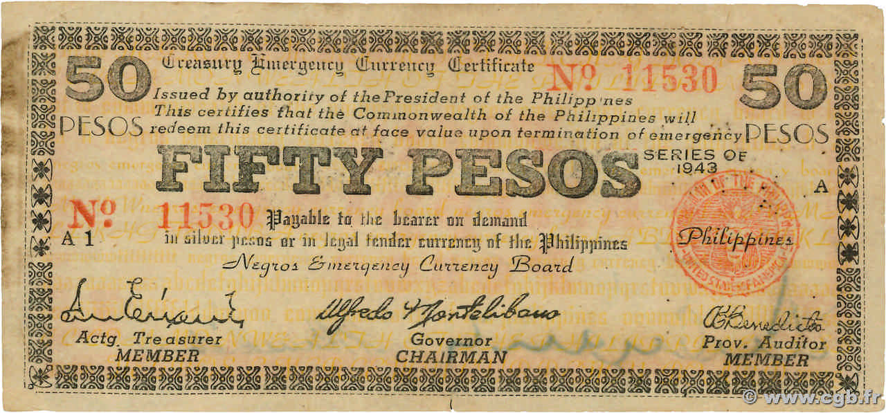 50 Pesos PHILIPPINES  1943 PS.665 TTB