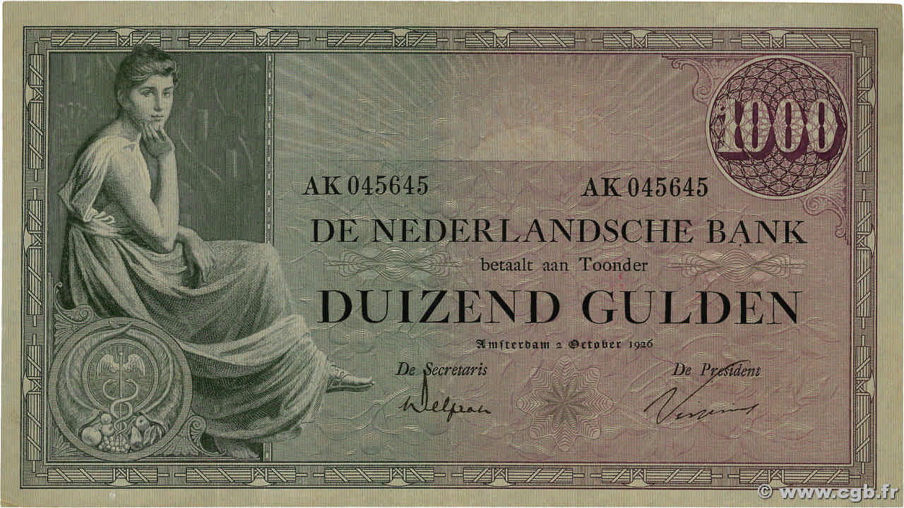 1000 Gulden PAYS-BAS  1926 P.048 TTB