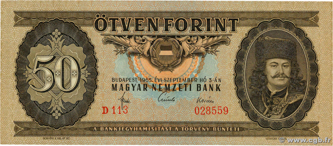 50 Forint HONGRIE  1965 P.170a NEUF