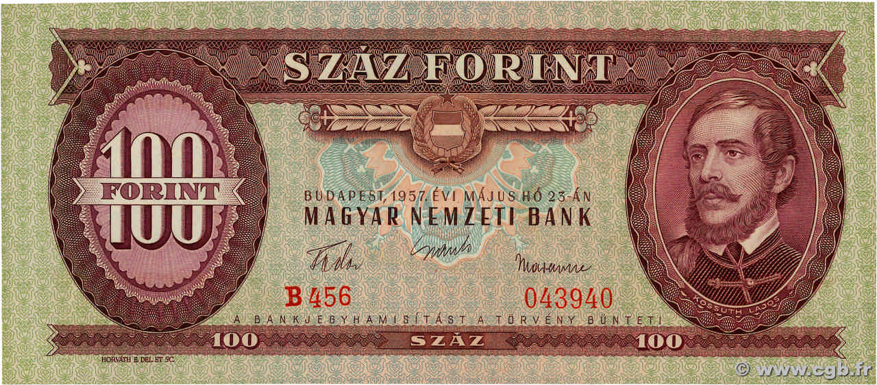 100 Forint HONGRIE  1957 P.171a NEUF