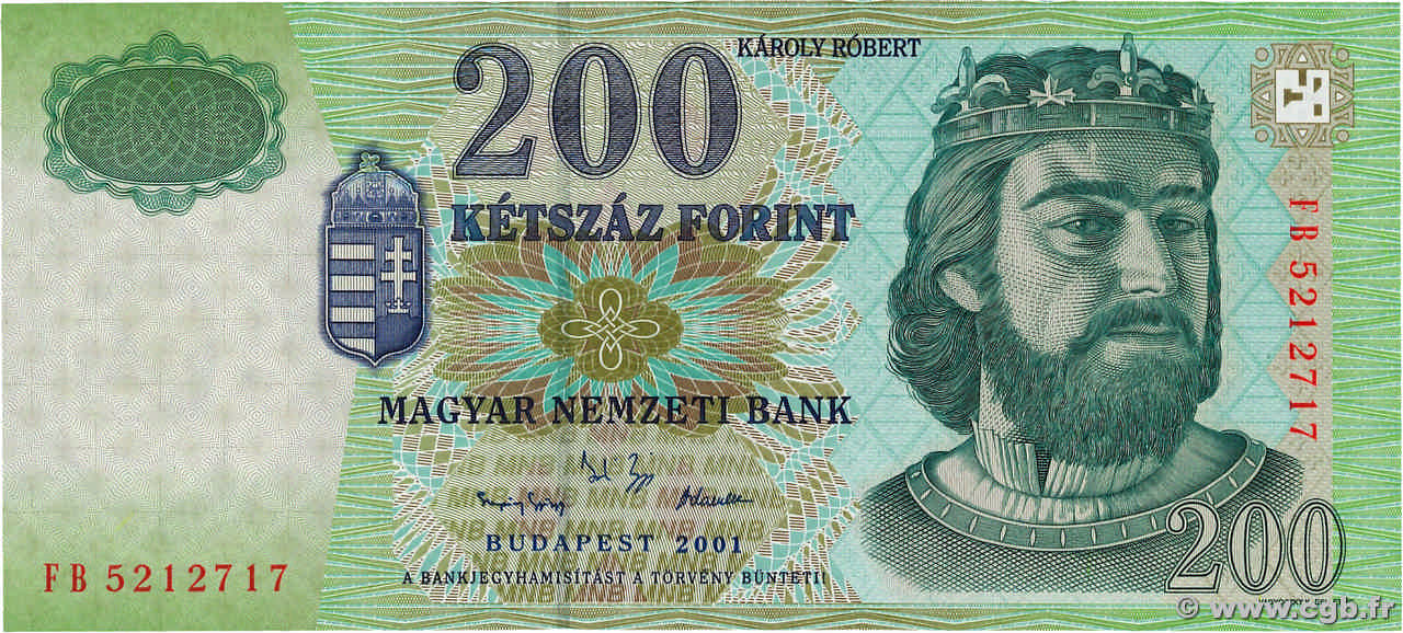 200 Forint HONGRIE  2001 P.187a NEUF