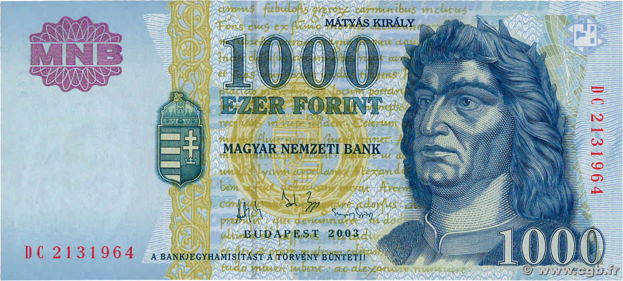1000 Forint HONGRIE  2003 P.189b NEUF