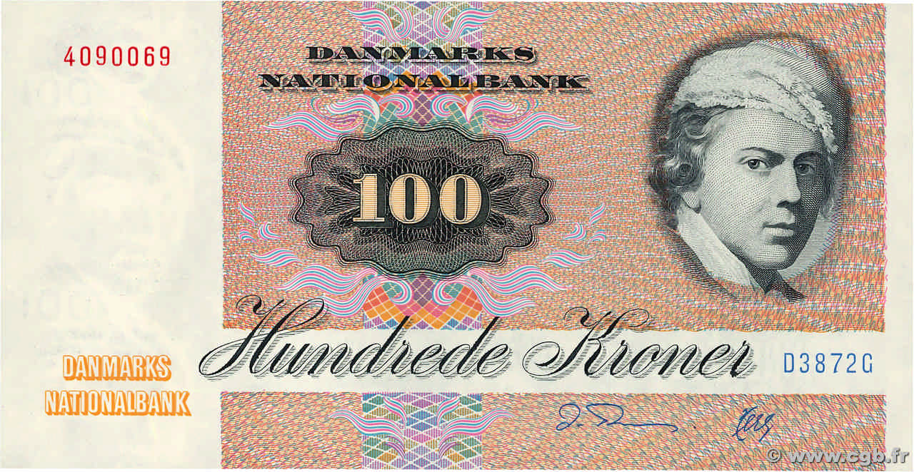 100 Kroner DANEMARK  1987 P.051q NEUF