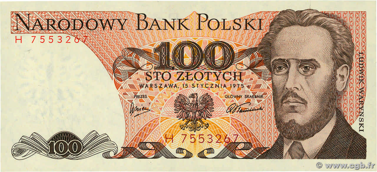 100 Zlotych POLOGNE  1975 P.143a NEUF