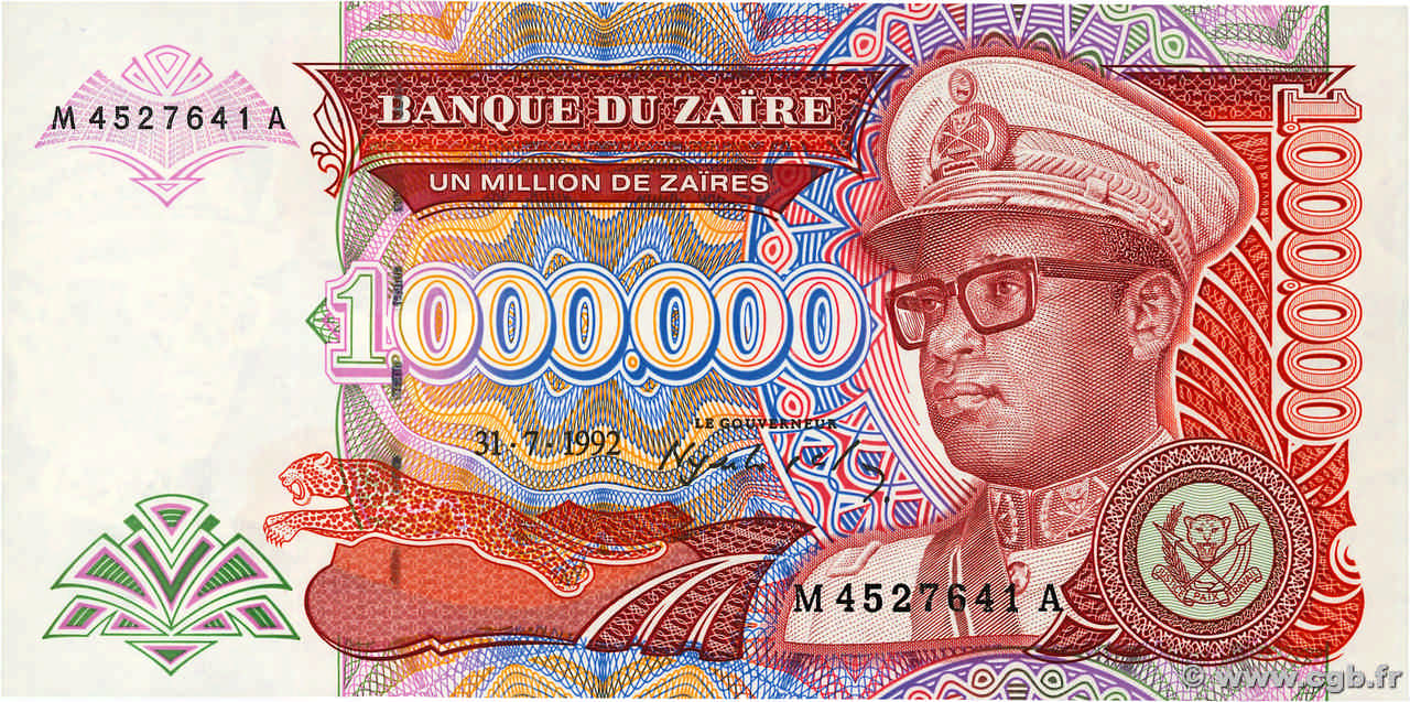 1000000 Zaïres ZAÏRE  1992 P.44a NEUF