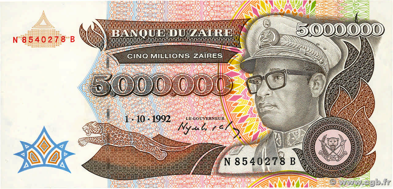 5000000 Zaïres ZAÏRE  1992 P.46a NEUF