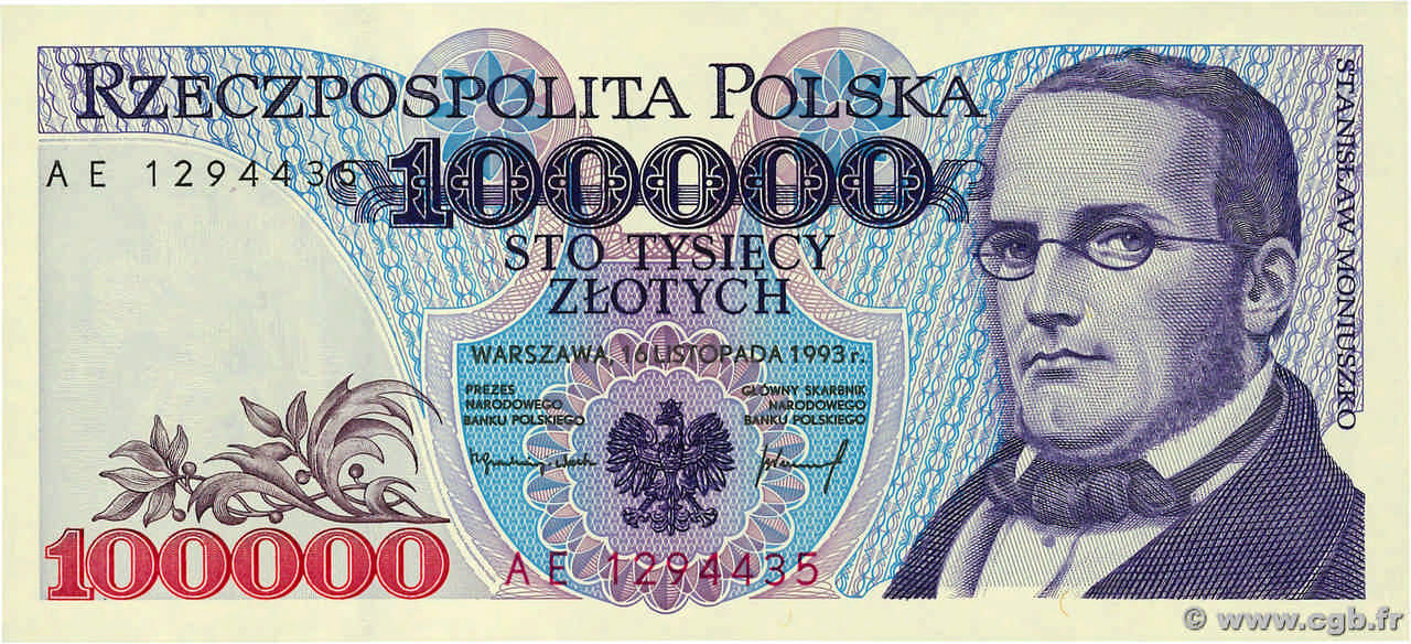 100000 Zlotych POLOGNE  1993 P.160a NEUF