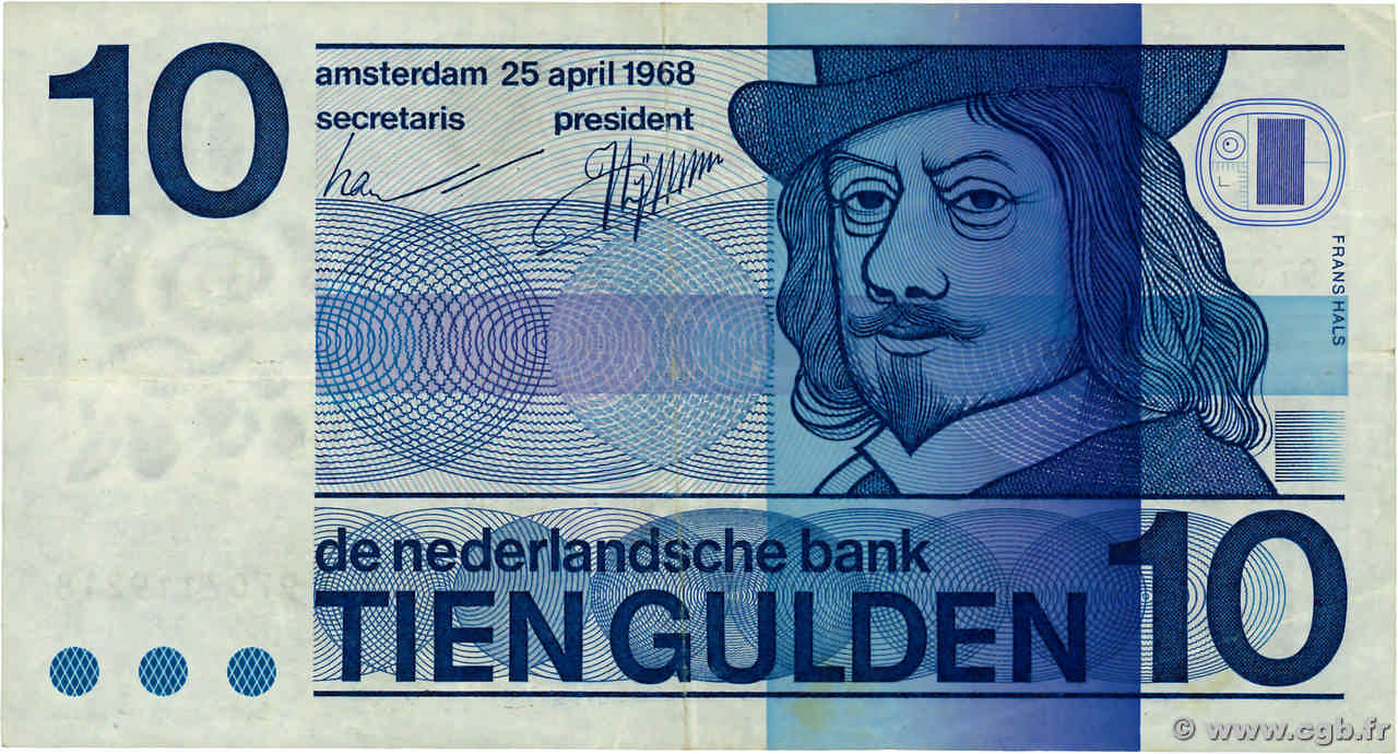 10 Gulden PAYS-BAS  1968 P.091b TB