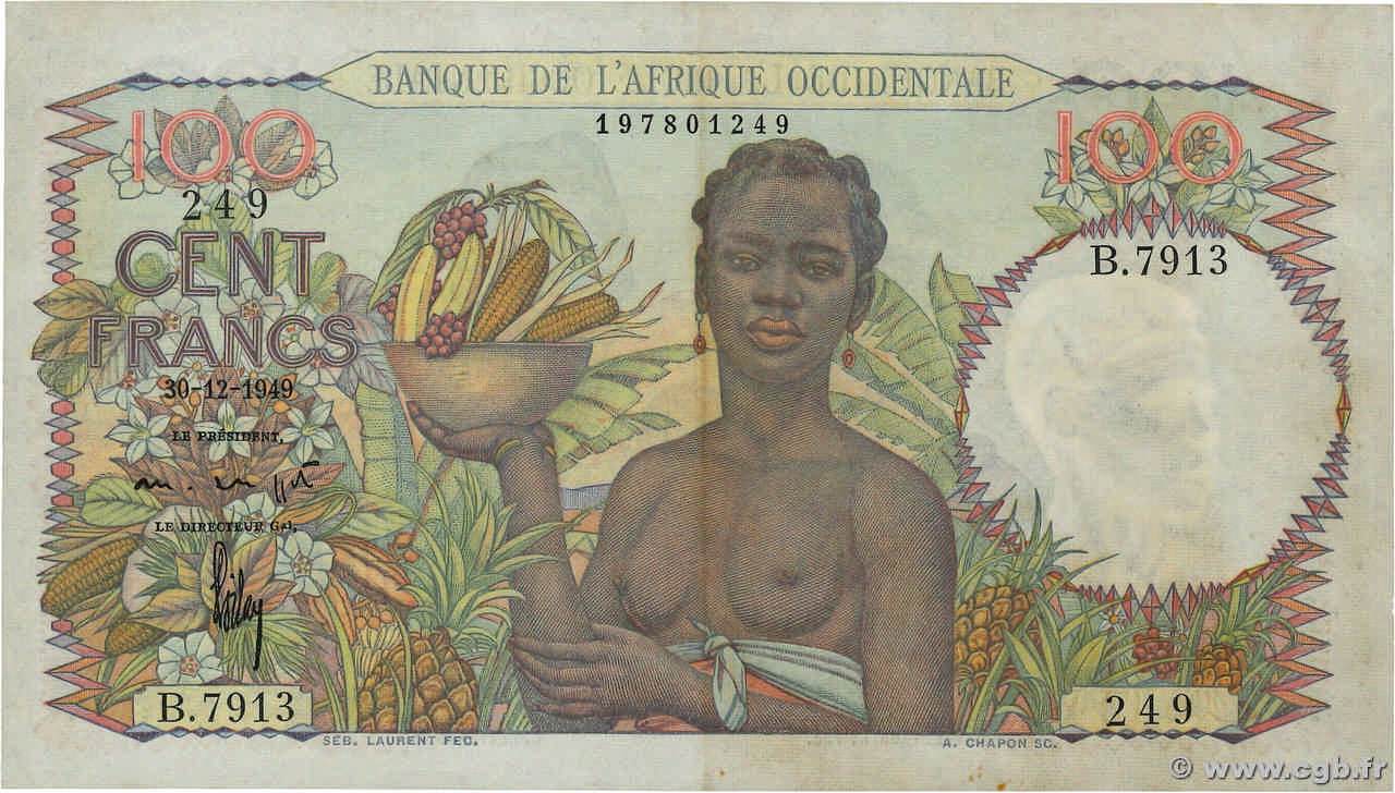 100 Francs AFRIQUE OCCIDENTALE FRANÇAISE (1895-1958)  1949 P.40 TTB+