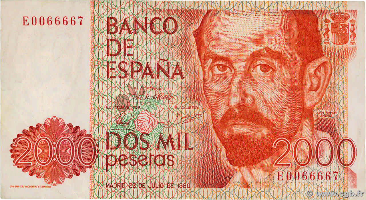 2000 Pesetas ESPAGNE  1980 P.159 TTB