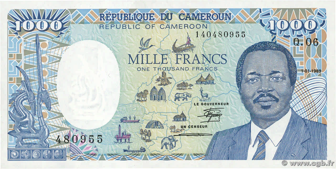 1000 Francs CAMEROUN  1989 P.26a pr.NEUF