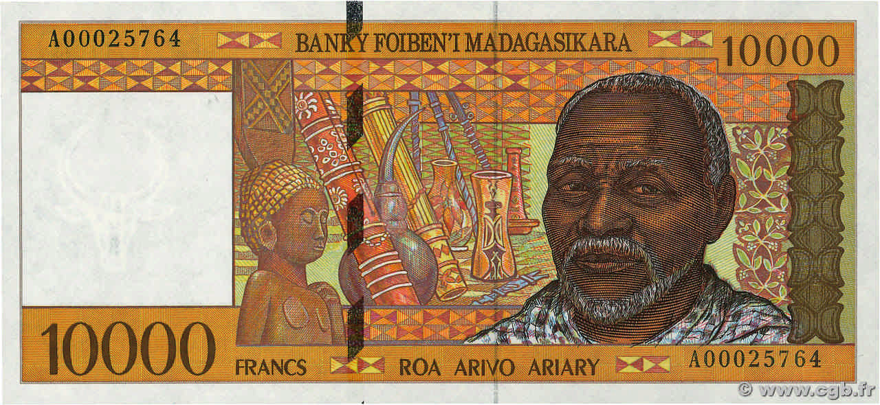 10000 Francs - 2000 Ariary MADAGASCAR  1995 P.079a NEUF