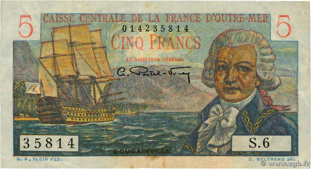 5 Francs Bougainville AFRIQUE ÉQUATORIALE FRANÇAISE  1946 P.20b TB