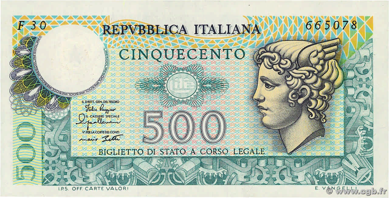 500 Lire ITALIA  1979 P.094 SC+