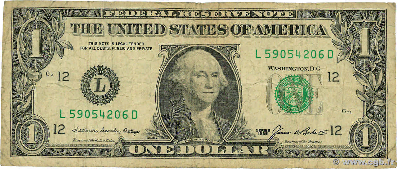 1 Dollar ÉTATS-UNIS D AMÉRIQUE Californie 1985 P.474 B+