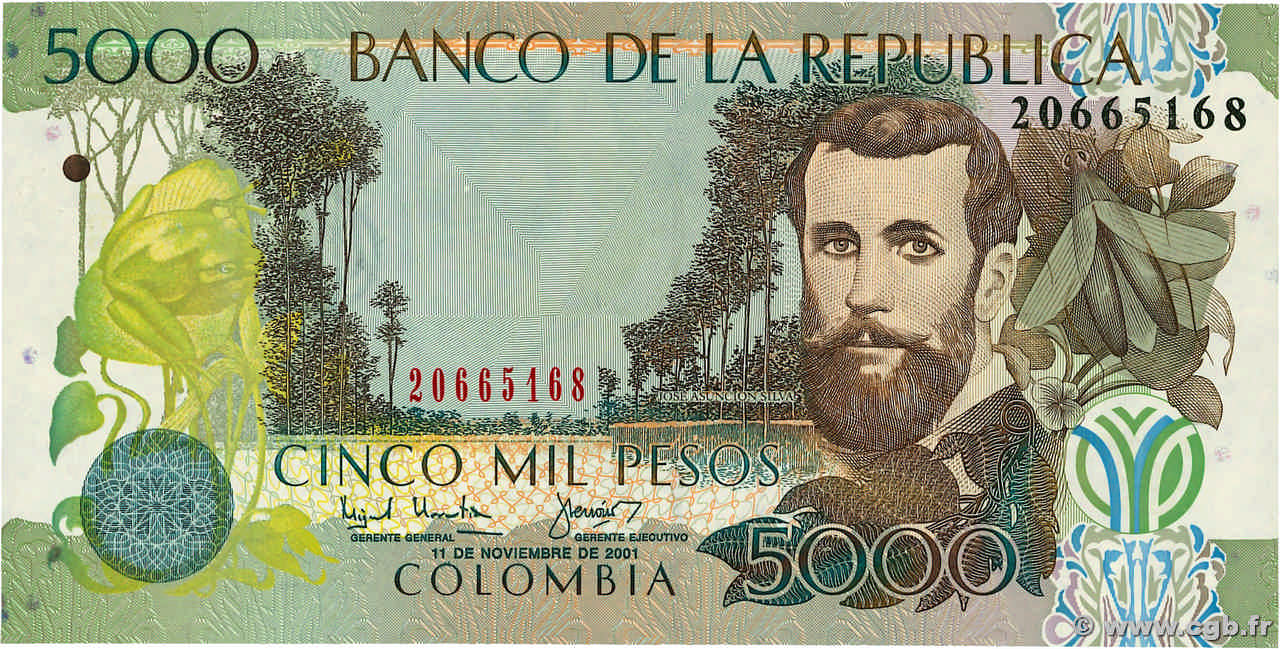 5000 Pesos KOLUMBIEN  2001 P.452a ST