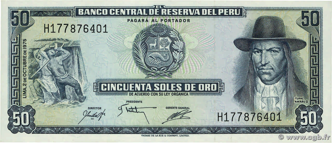50 Soles de Oro PERU  1975 P.107 UNC-