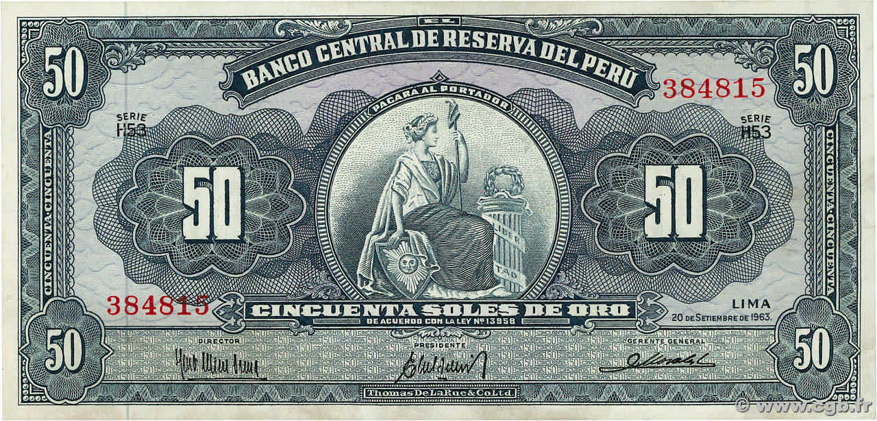 50 Soles PERU  1963 P.085a UNC