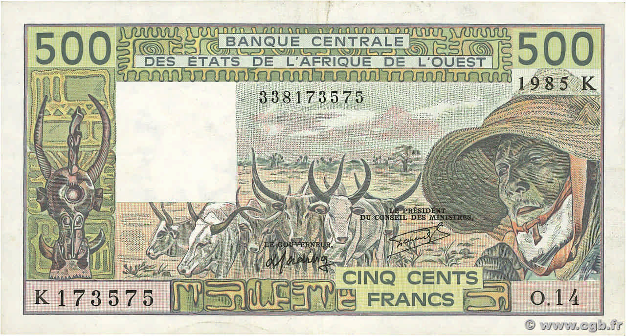 500 Francs ÉTATS DE L AFRIQUE DE L OUEST  1985 P.706Kh pr.SUP
