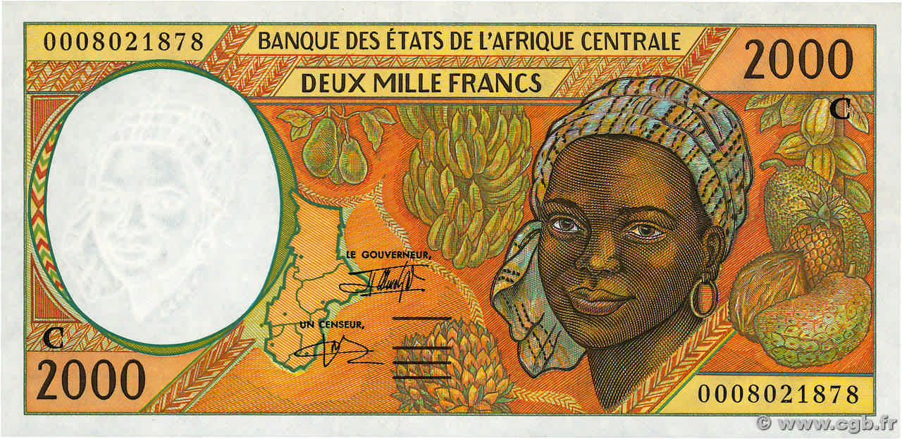 2000 Francs CENTRAL AFRICAN STATES  2000 P.103Cg XF