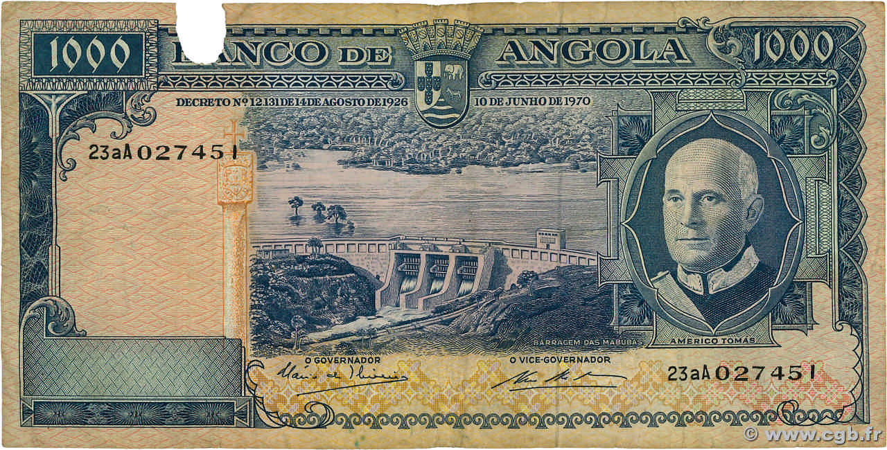 1000 Escudos ANGOLA  1970 P.098 B