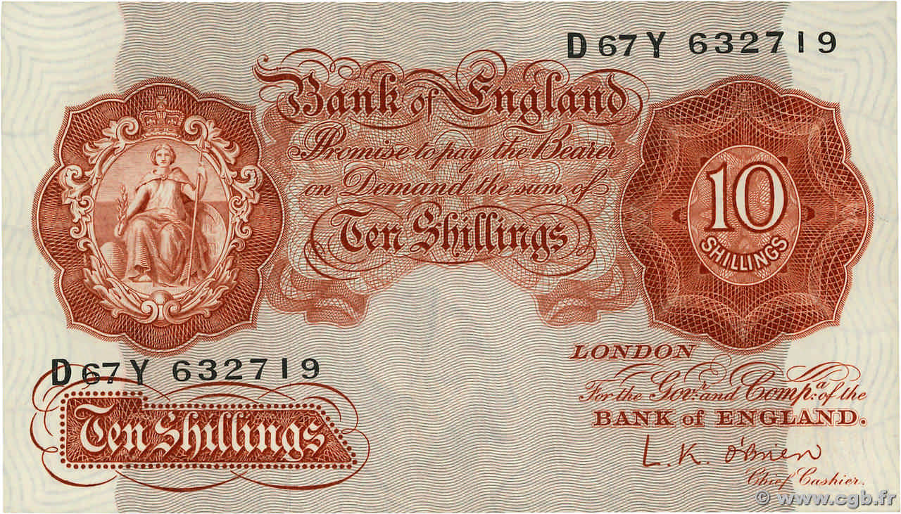 10 Shillings ANGLETERRE  1955 P.368c TTB+