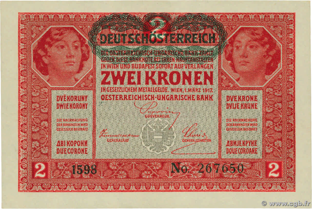 2 Kronen ÖSTERREICH  1919 P.050 fST+
