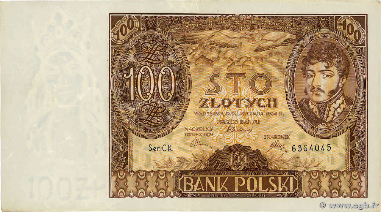 100 Zlotych POLOGNE  1934 P.075a SUP