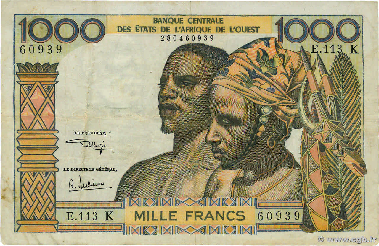 1000 Francs ÉTATS DE L AFRIQUE DE L OUEST  1973 P.703Kk TTB