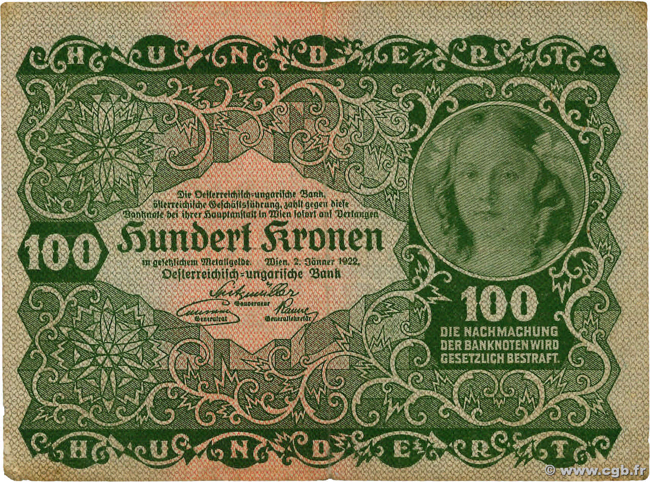 100 Kronen AUTRICHE  1922 P.077 TB+