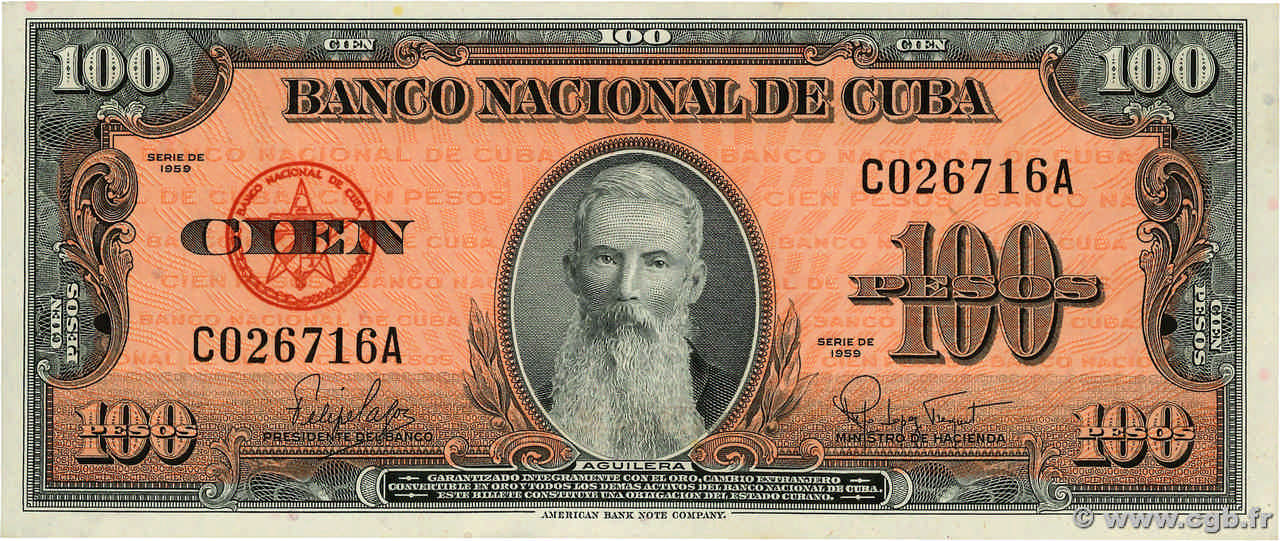 100 Pesos CUBA  1959 P.093 NEUF