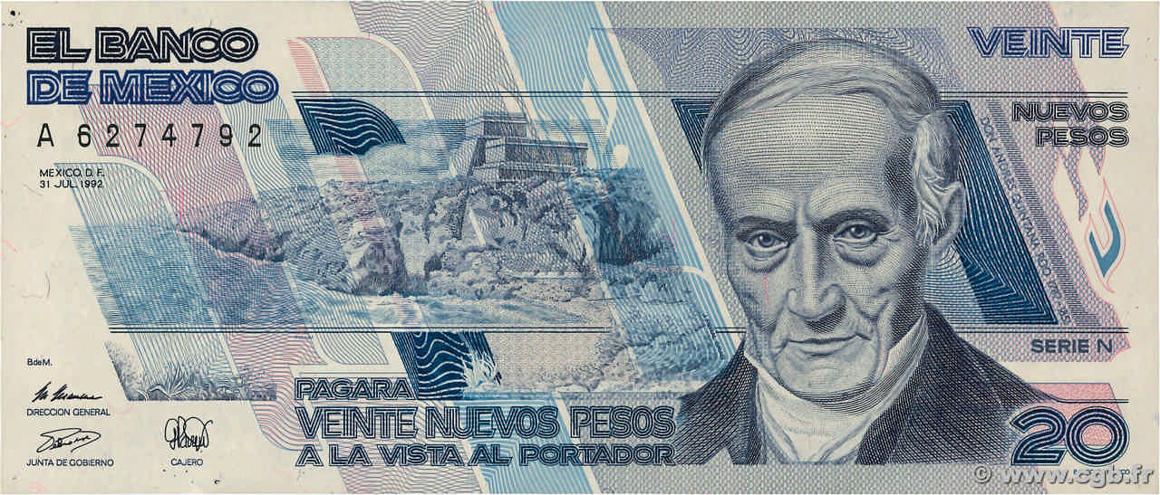 20 Nuevos Pesos MEXIQUE  1992 P.096 SUP