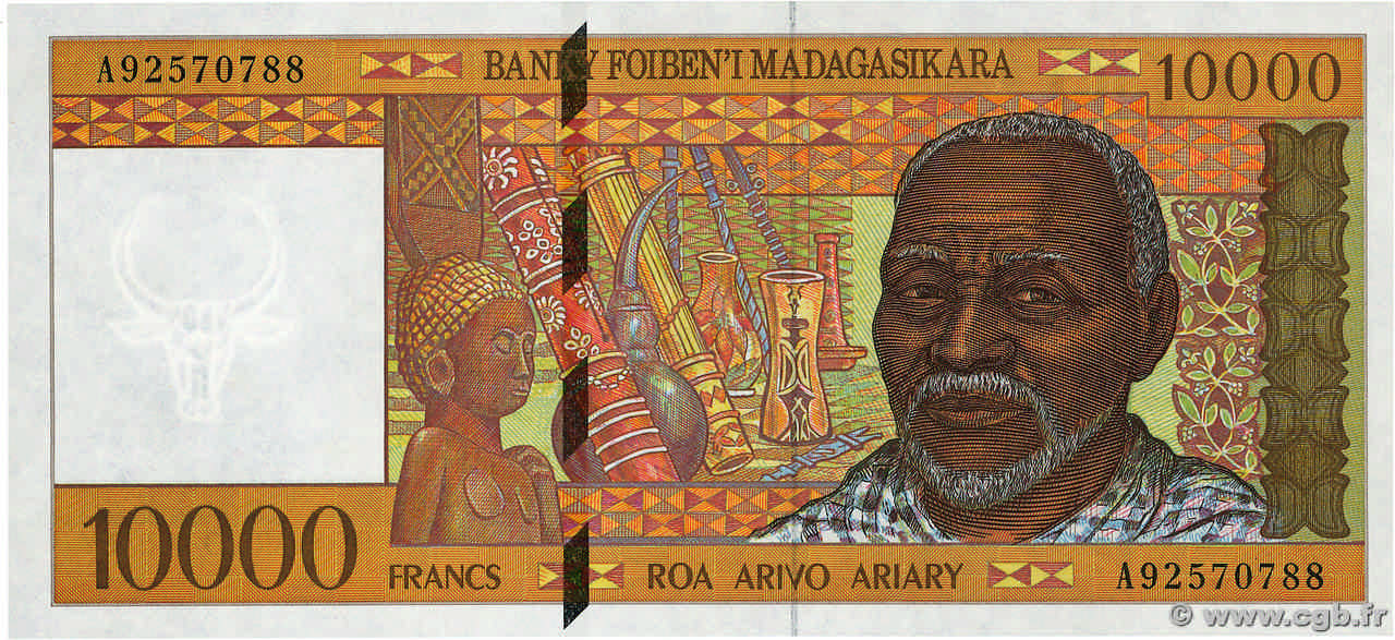 10000 Francs - 2000 Ariary MADAGASCAR  1994 P.079b SPL+