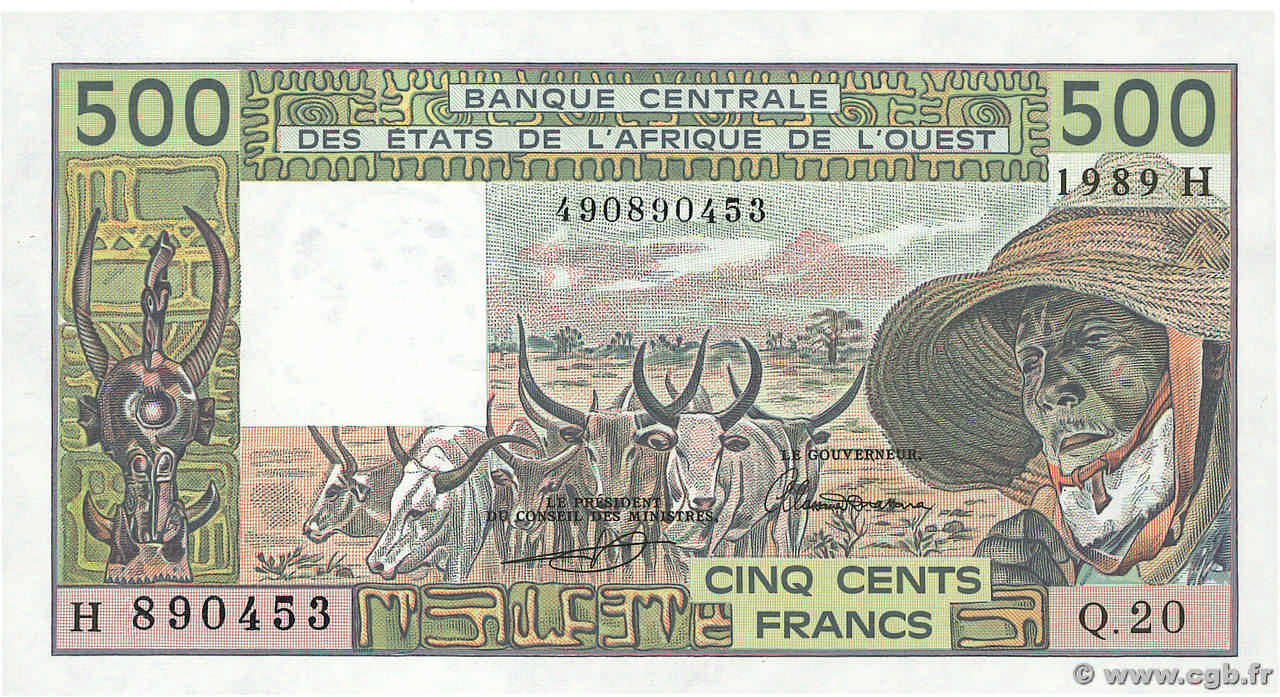 500 Francs ÉTATS DE L AFRIQUE DE L OUEST  1989 P.606Hk SPL+