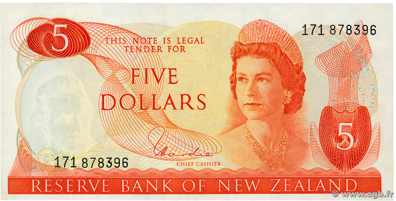 5 Dollars NOUVELLE-ZÉLANDE  1977 P.165d pr.NEUF