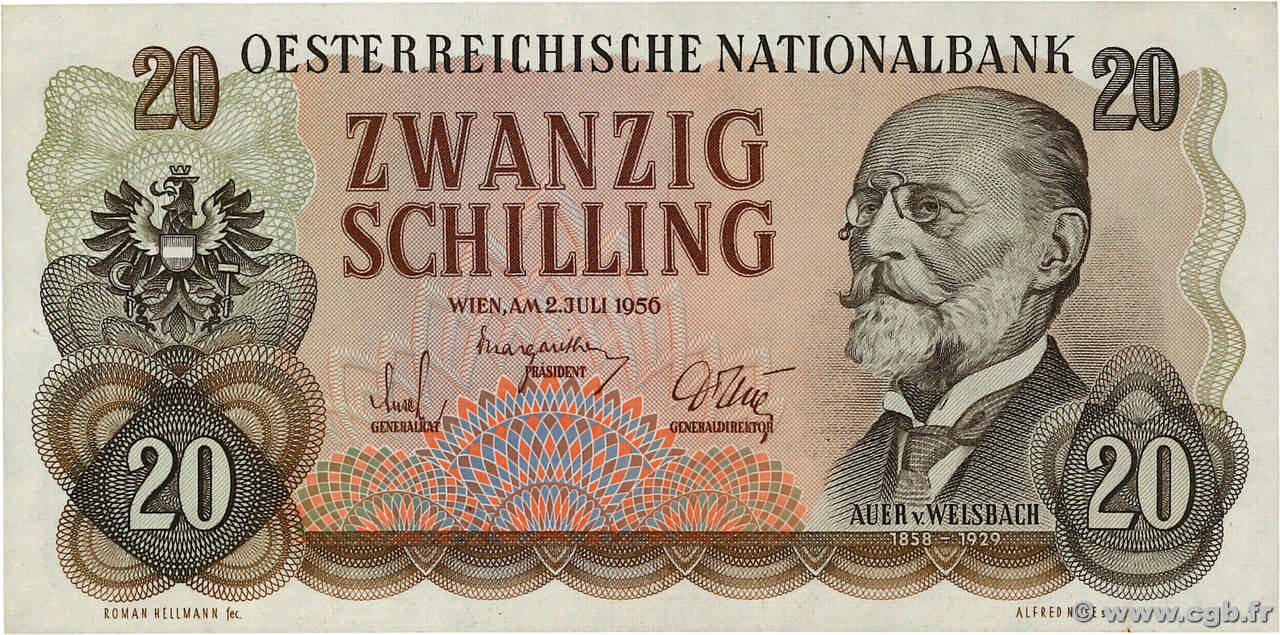 20 Schilling AUTRICHE  1956 P.136a SPL