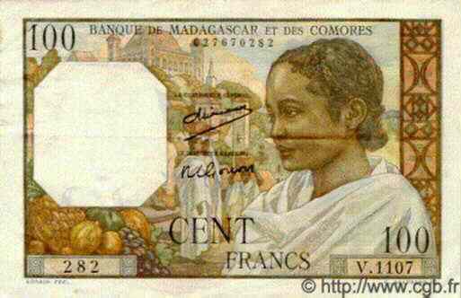 100 Francs MADAGASCAR  1950 P.046a XF