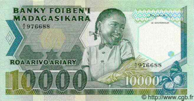 10000 Francs - 2000 Ariary  MADAGASCAR  1983 P.070a pr.NEUF