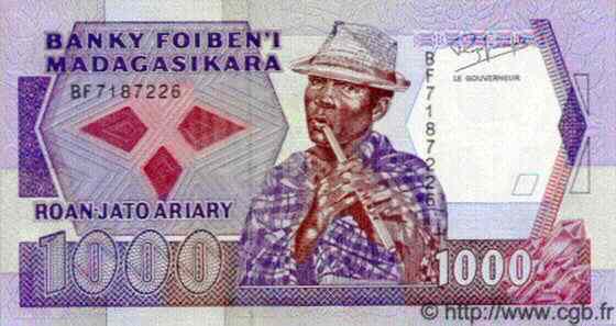1000 Francs - 200 Ariary MADAGASCAR  1988 P.072 pr.NEUF