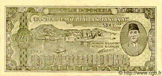 25 Rupiah INDONÉSIE  1947 P.027 pr.NEUF