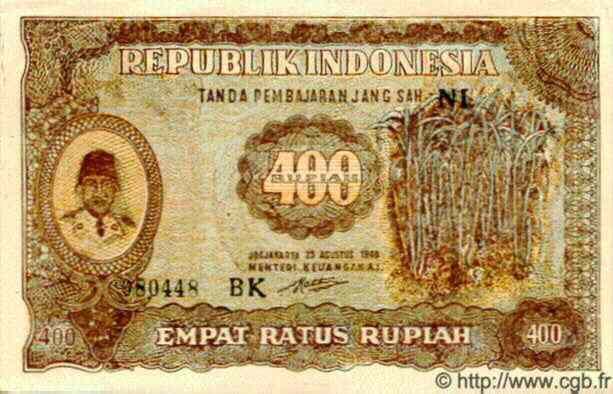 400 Rupiah INDONESIEN  1948 P.035a VZ+