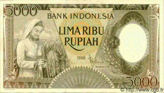 5000 Rupiah INDONESIEN  1958 P.063 fST
