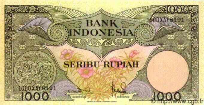 1000 Rupiah INDONESIA  1959 P.071a FDC