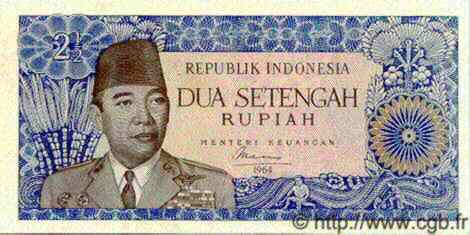 2.5 Rupiah INDONESIA  1964 P.081b UNC-